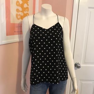 Loose spaghetti strap polka dot tank